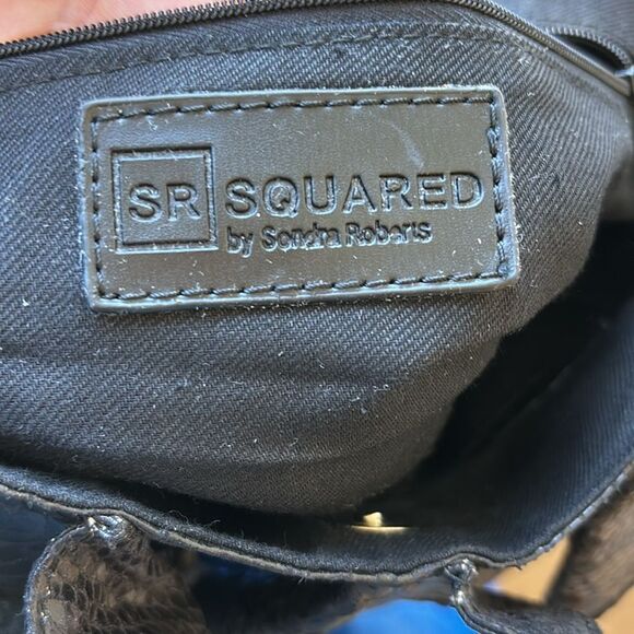 SR Squared by Sondra Roberts purse shoulder bag black snake skin - Picture 7 of 7